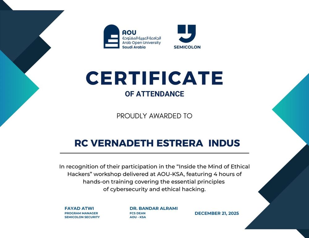 AOU Hackers participation certificate