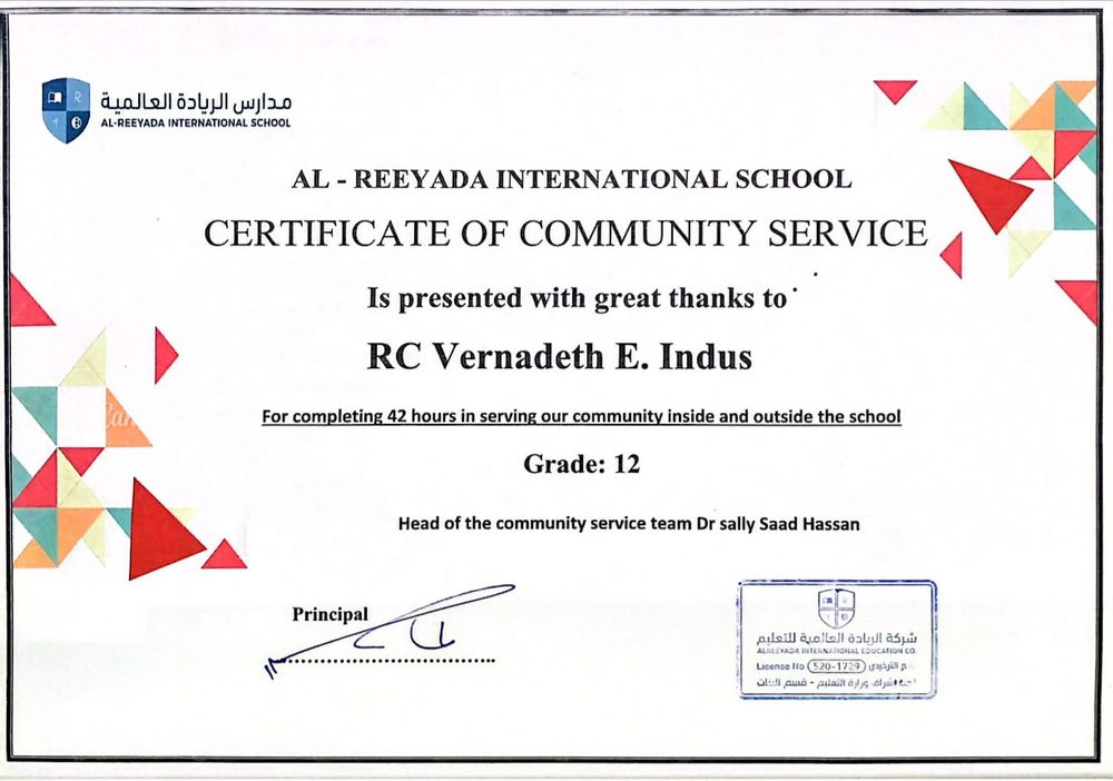 Community Service certificate