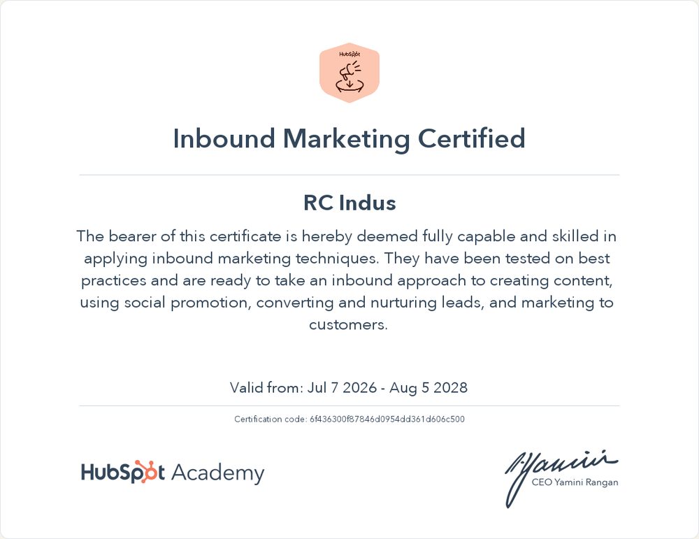Inbound Marketing Certified