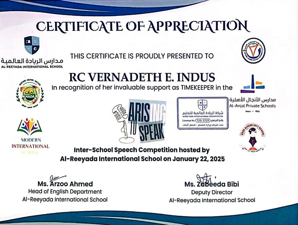 Timekeeper recognition certificate