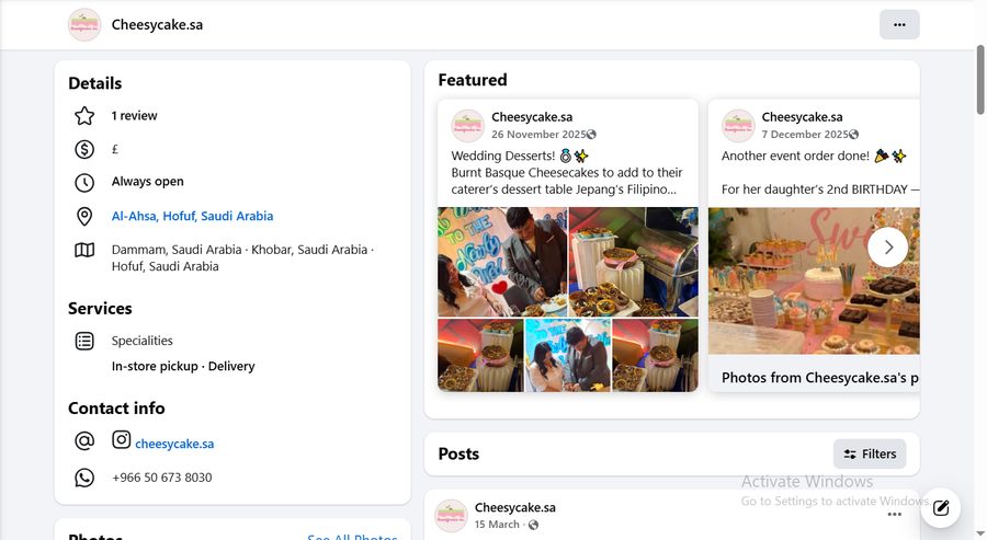 Cheesycake.sa Facebook order inbox