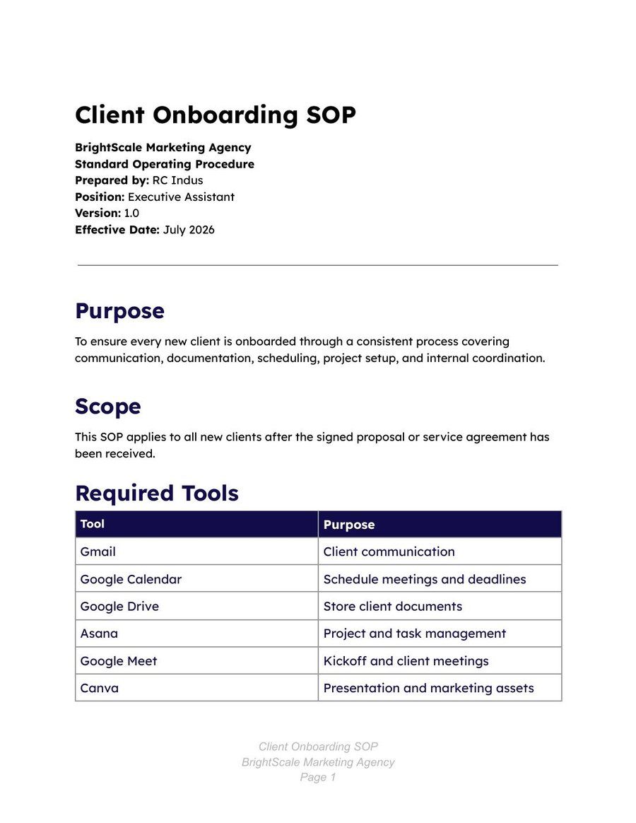 Client Onboarding SOP document preview