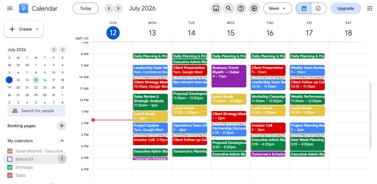 Rebuilt calendar with color-coded categories and buffer time