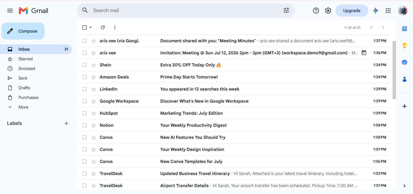 Inbox cluttered with newsletters and promotions