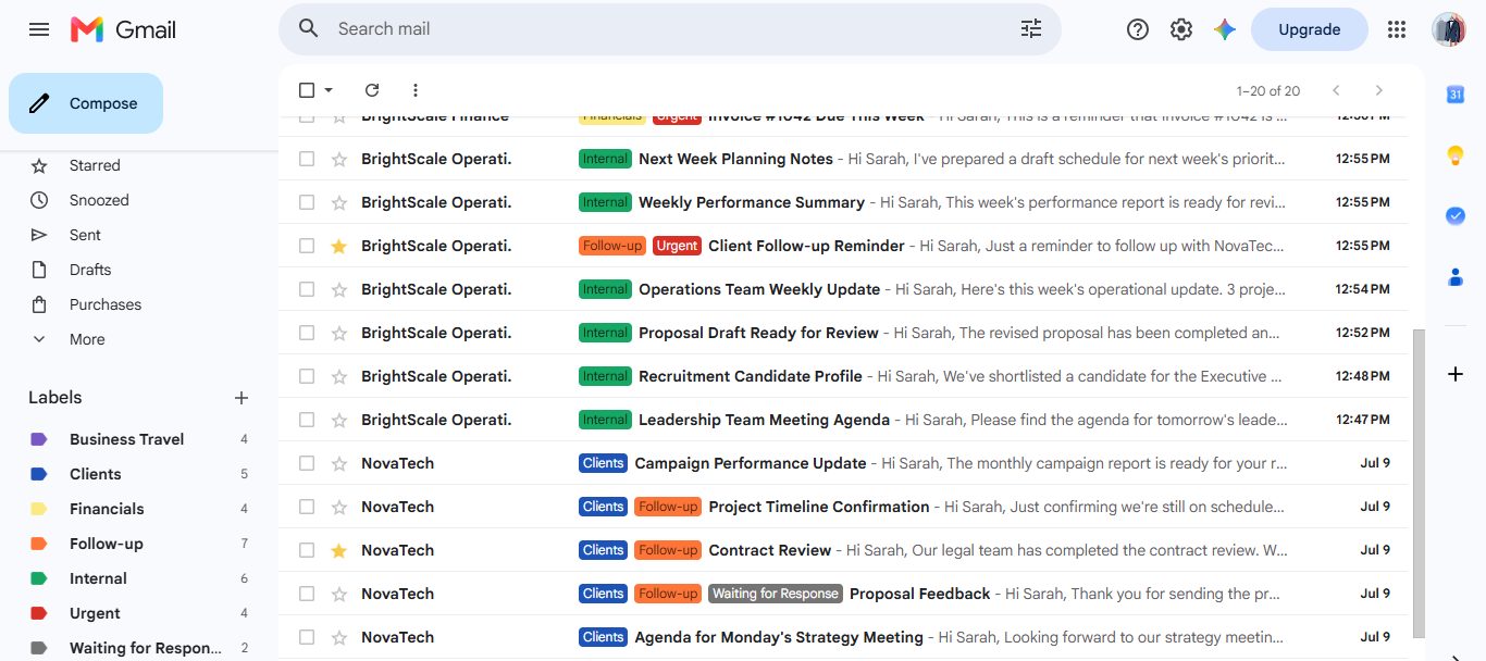 Final organized inbox with priority tags